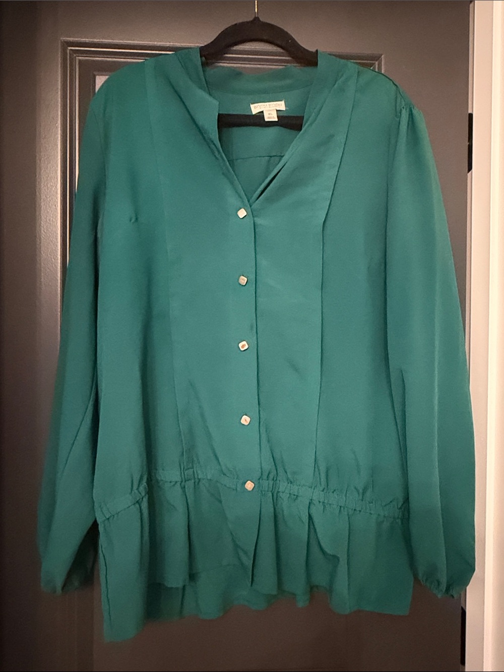 Bisou Bisou Teal Button-Front Women's Blouse